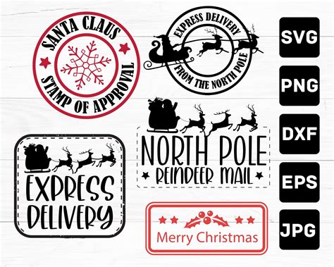 Santa Stamp Svg Bundle North Pole Svg Bundle Christmas Stamp Svg