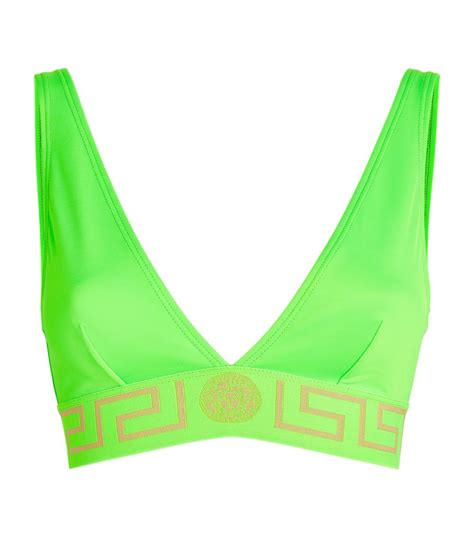 Womens Versace Green Greca Bikini Top Harrods Uk