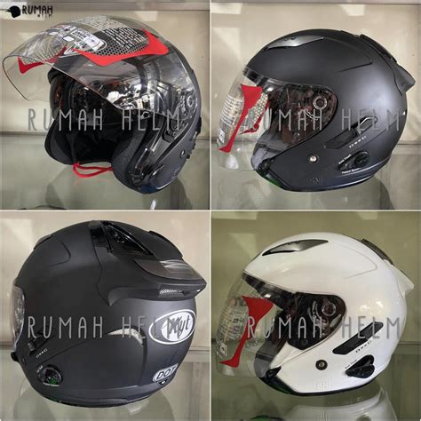 Jual Helm KYT Half Face Double Visor Galaxy Slide Solid Polos SNI DOT