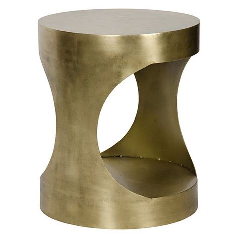 Noir Qs Eclipse Antique Brass Round Side Table Gtab Mb Contemporary