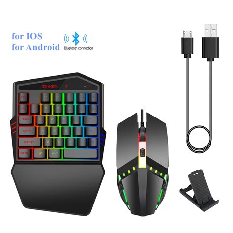 New K Ergonomic Keyboard And Mouse Combo One Handed Game Bluetooth