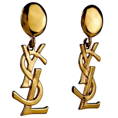 Vintage Yves Saint Laurent Ysl Iconic Logo Drop Earrings Sex And The City At 1stdibs Ysl