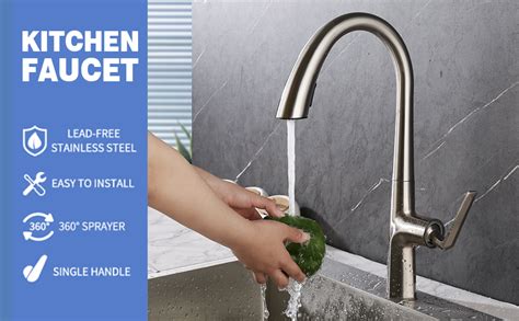 KENYOS Kitchen Sink Faucet Kitchen Faucets With Hidden Pull Down