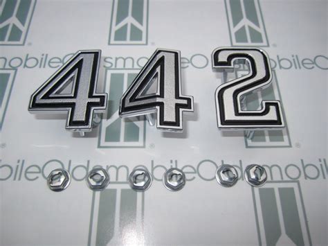 1969 1970 1973 Olds Cutlass 442 Hood Header Panel Emblem Set With