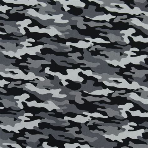 Tissu En Coton Popeline Army Camouflage Noir Tissus Hemmers