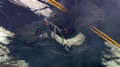 Car Burst Into Flames After Driving Over Live Wires Killing Driver