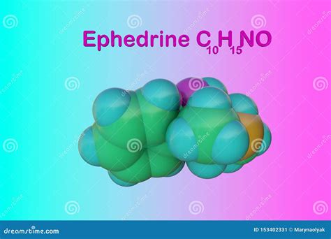 Structurele Chemische Formule En Moleculair Model Van Efedrine De