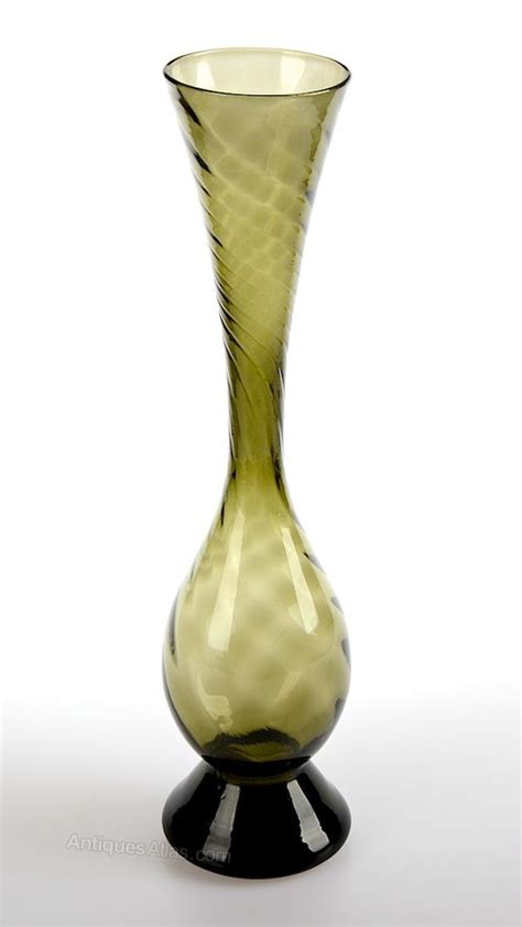 Antiques Atlas Borske Sklo Olive Green Glass Vase