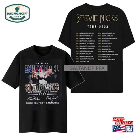 Billy Joel Stevie Nick Two Icons One Night Shirt T Shirt