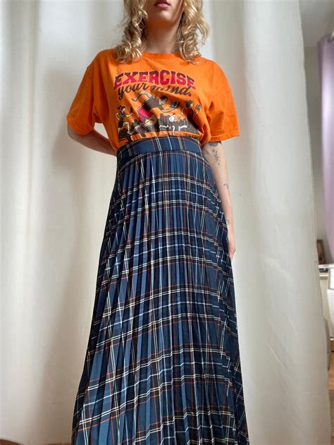 90s Plaid Maxi Skirt Etsy