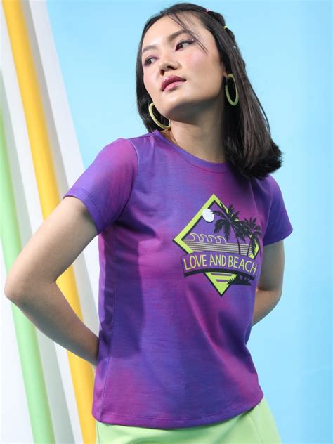 Buy Tokyo Talkies Purple Printed Round Neck T Shirt For Women Online At Rs269 Ketch