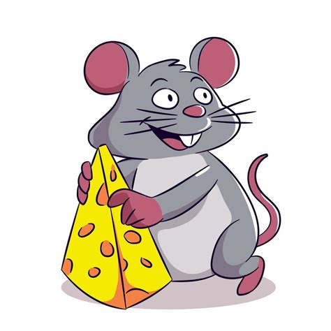 cute mouse holding cheese cartoon drawing white background isolated ...