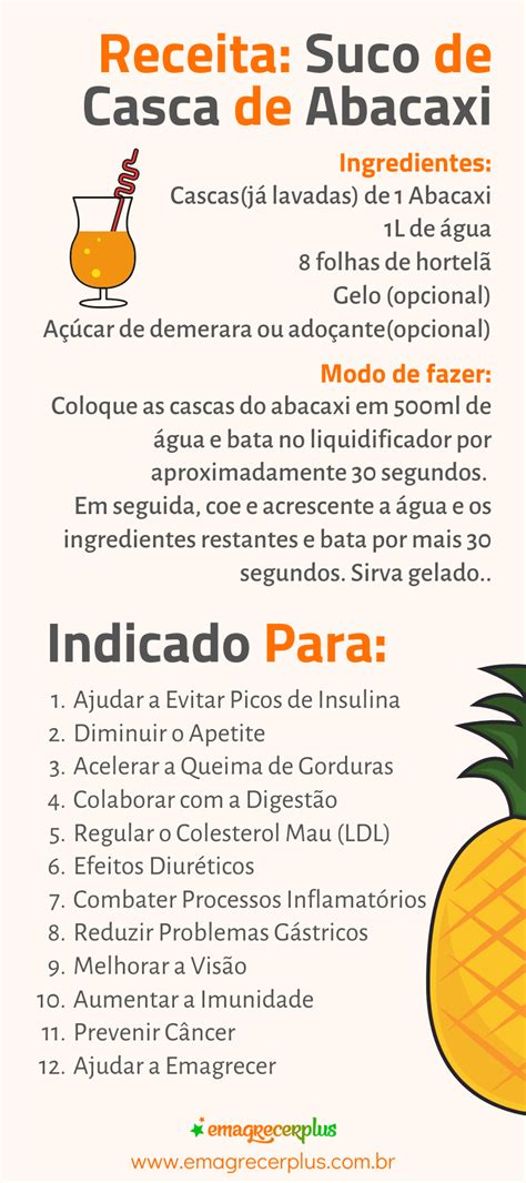 Receita Suco de Casca de Abacaxi Casca de abacaxi Benefícios do