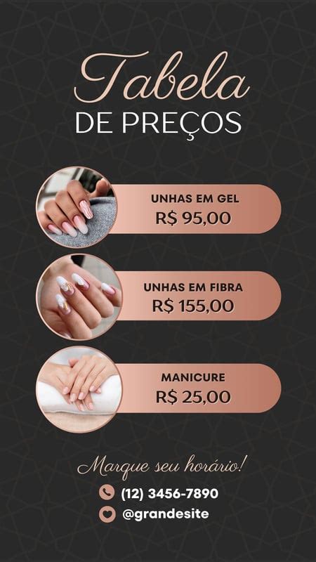 Modelos Gr Tis E Personaliz Veis De Tabela De Precos Unhas Canva