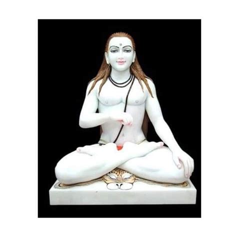 White Painted Marble Gorakhnath Statue For Worship Size 22 Ft