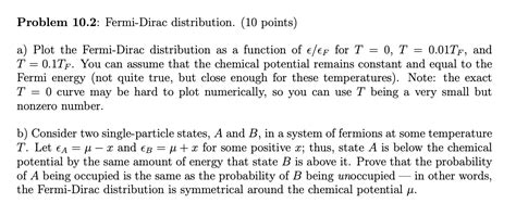 Solved Problem Fermi Dirac Distribution Points Chegg