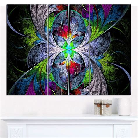 Designart Multi Color Fractal Stained Glass Abstract Wall Art Canvas