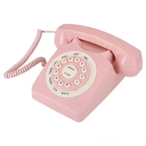 Rotary Dial Telephone Style Pink Retro Old Fashioned Vintage Phone