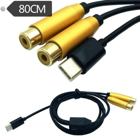 Usb Type C To Dual Rca 2 Rca Female Adapter Cable Stereo Audio Gold Plated Ebay