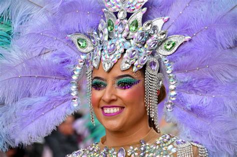 Torrevieja Spain February Girl In A Fancy Carnival Costume