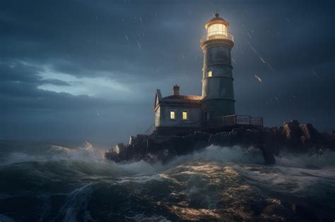 Premium AI Image Sea Lighthouse Water Generate Ai