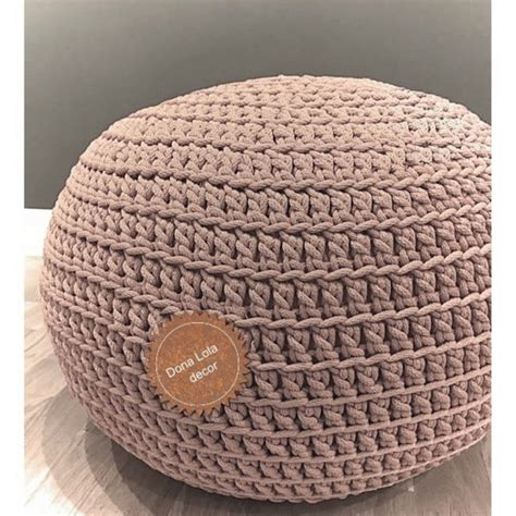 Puff Maxi Crochet 40x30cm Corda Poliéster Premium Elo7