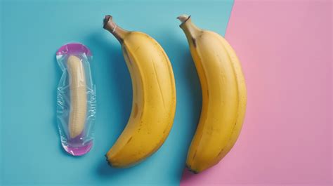 Condoms And Two Bananas Together Concept Of Contraceptives Background Sex Prevention Concept