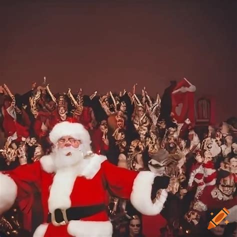 Santa Claus Dancing On Stage With A Cheering Crowd On Craiyon