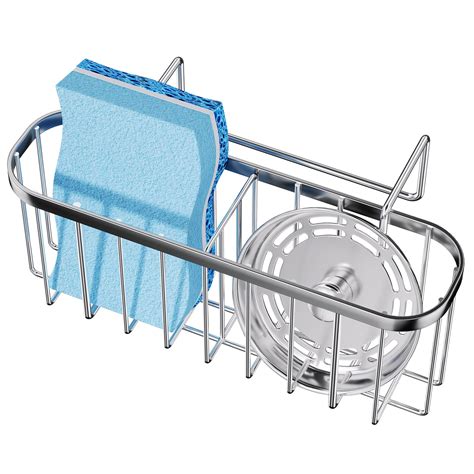 SWTYMIKI Sponge Holder For Kitchen Sink With Partition Movable Kitchen