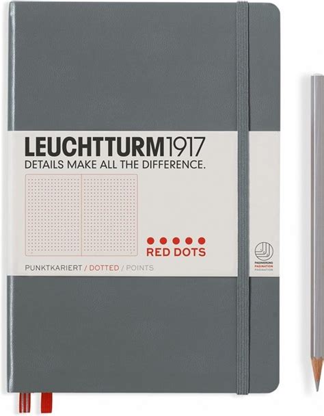 Leuchtturm1917 Notitieboek Medium A5 Rode Puntjes Antraciet Bij