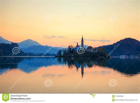 Amazing Sunrise at the Lake Bled Stock Photo - Image of park, idyllic ...