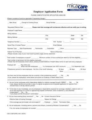 Fillable Online Employer Application Form Ehorton Fax Email Print