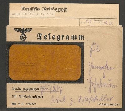 Original Ww German Reichsposte Telegram Document Uniform Wehrmacht