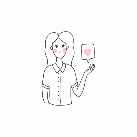 Young Smiling Woman Holding Speech Bubble With Heart Like Symbol