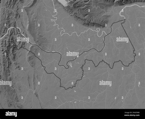 Nong Khai Province Of Thailand Grayscale Elevation Map With Lakes And