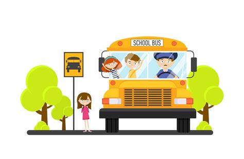 les enfants prennent un bus scolaire avec un chauffeur retour à l