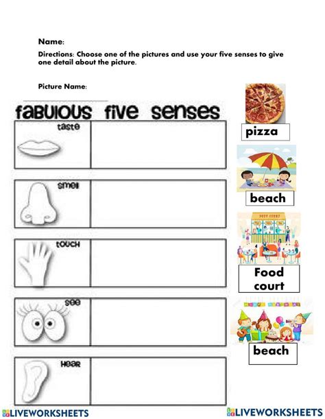 Identify Sensory Details Worksheets Library