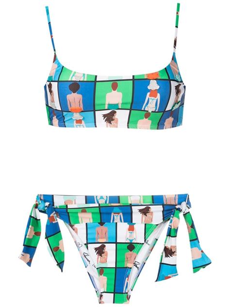 Amir Slama All Over Graphic Print Bikini Set Farfetch