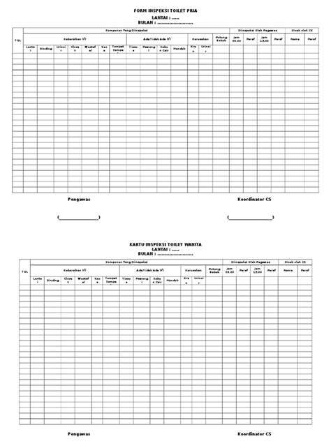 Form Inspeksi Toilet Pdf