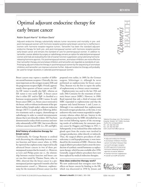 (PDF) Optimal Adjuvant Endocrine Therapy for Early Breast Cancer