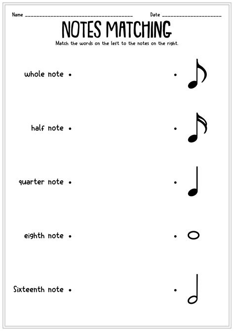 Beats Music Notes To Matching Worksheets Music Theory Lessons Music