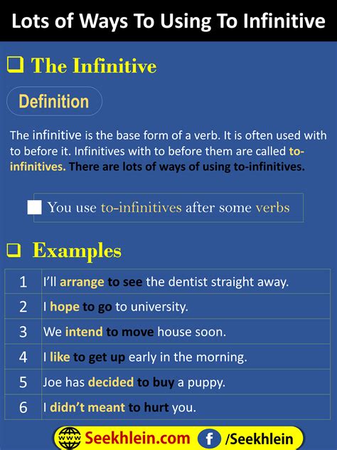 What Are Infinitives Use Of Infinitives With Examples Seekhlein