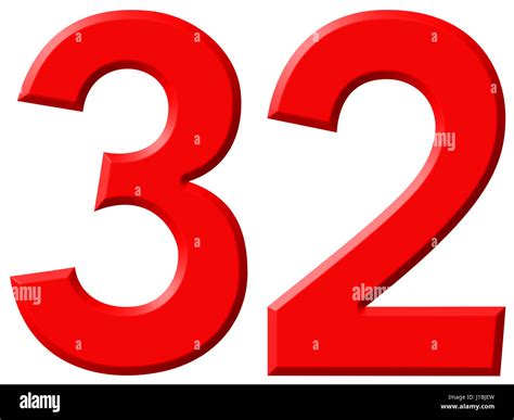 Numeral 32, thirty two, isolated on white background, 3d render Stock ...