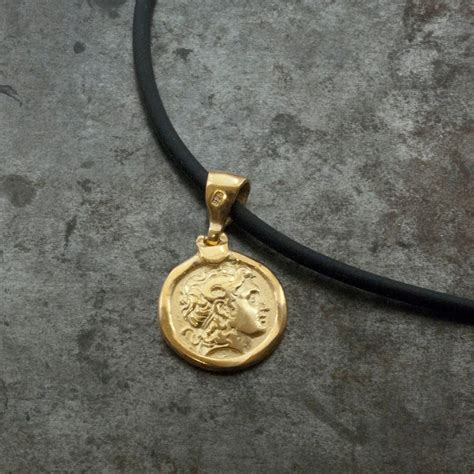 Greek Gold Coin Necklace, Ancient Coin Pendant Alexander the Great