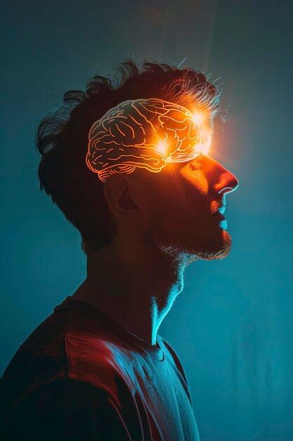Genius Mindset Profile Male Portrait With Illuminated Premium Ai