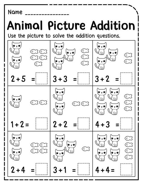 An Animal Picture Addition Worksheet To Solve The Addition Questions