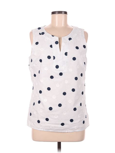 Talbots Polka Dots White Sleeveless Blouse Size M Off Thredup