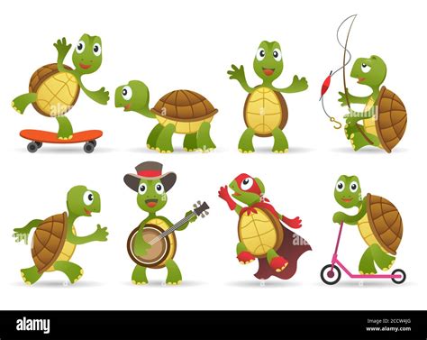 Cartoon Cute Tortoise Set Stock Vector Image And Art Alamy