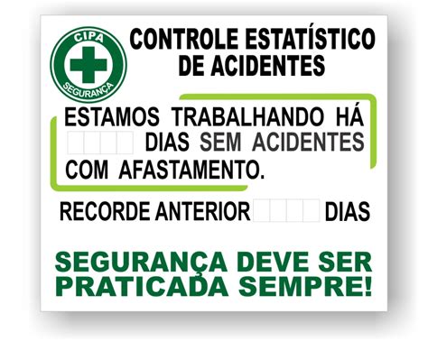 Placa De Sinaliza O Controle De Acidentes Cipa Alta Qualidade