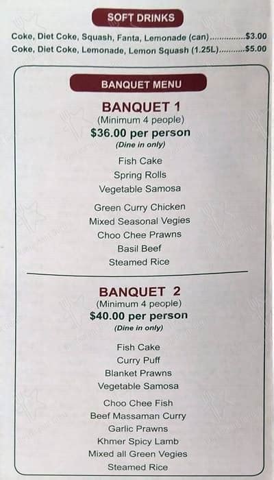 Menu At Tamarind Restaurant Mount Hawthorn Scarborough Beach Rd